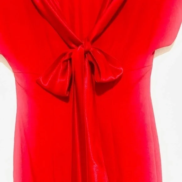 DONNA RICCO Rare Red ruffled removable shoulder sheath dress women’s size 8P - Picture 9 of 12